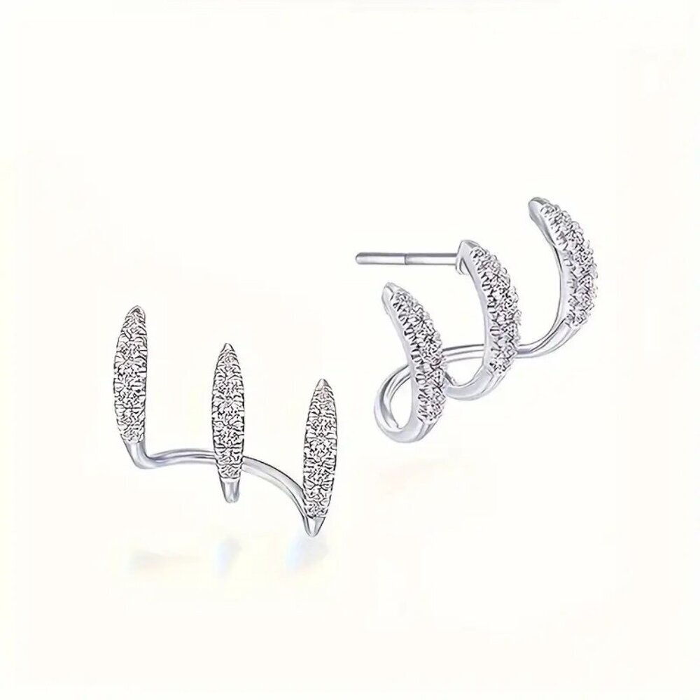 Rhinestone Claw Stud Bling Earrings - Picture 3 of 4